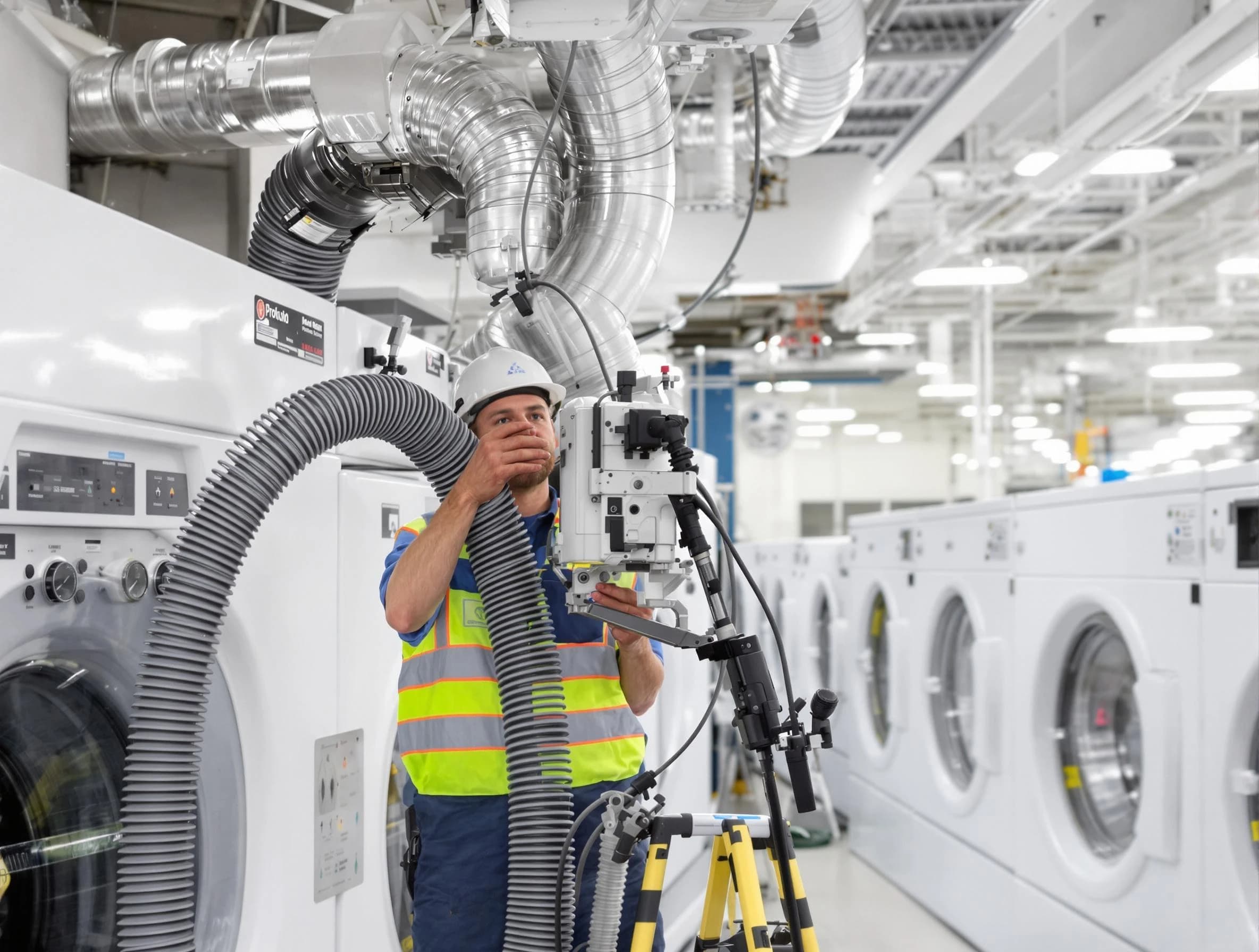Mechanicsville Dryer Vent Cleaning team performing commercial-grade dryer vent cleaning at a business facility in Mechanicsville