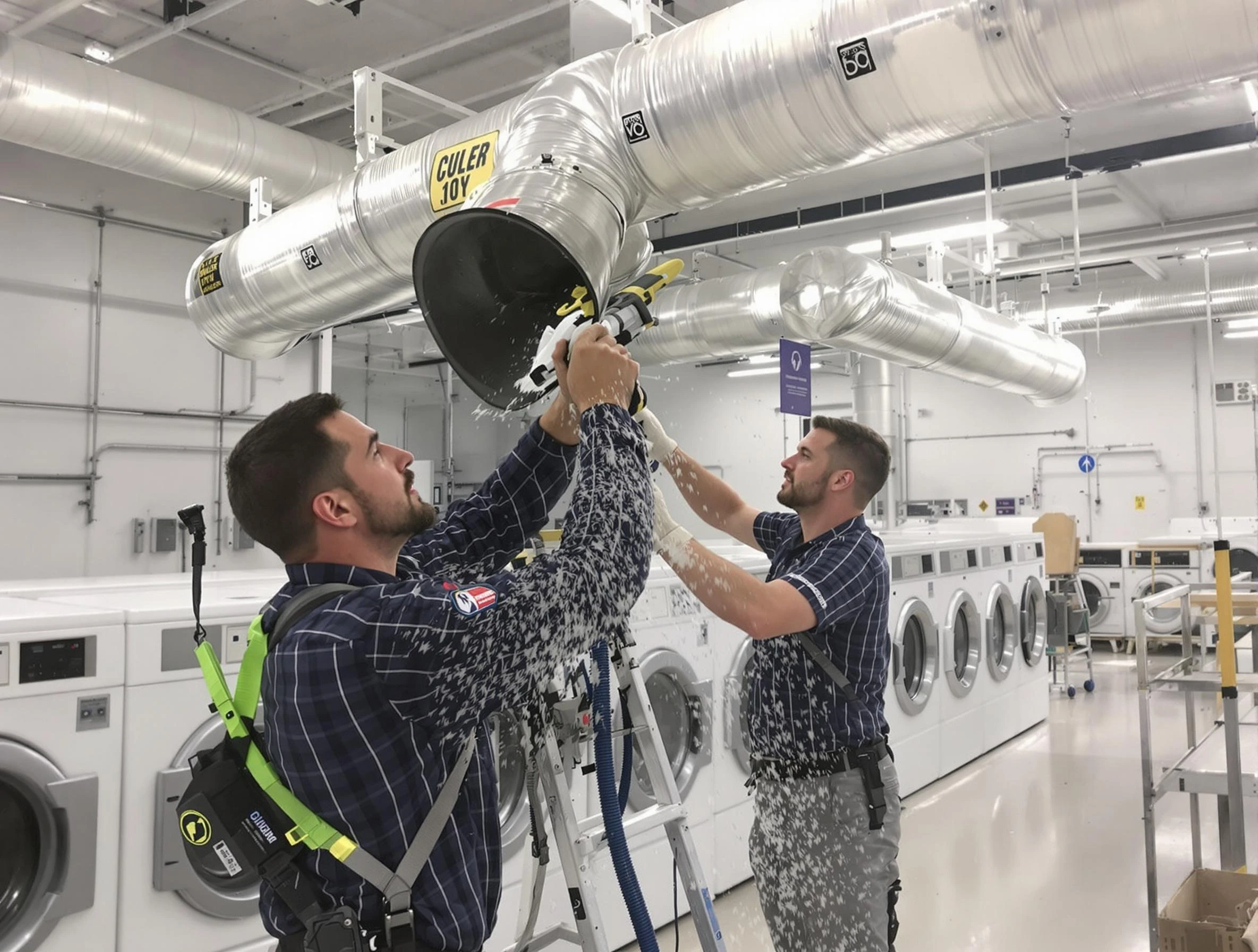 Mechanicsville Dryer Vent Cleaning team performing large-scale commercial dryer vent cleaning in Mechanicsville